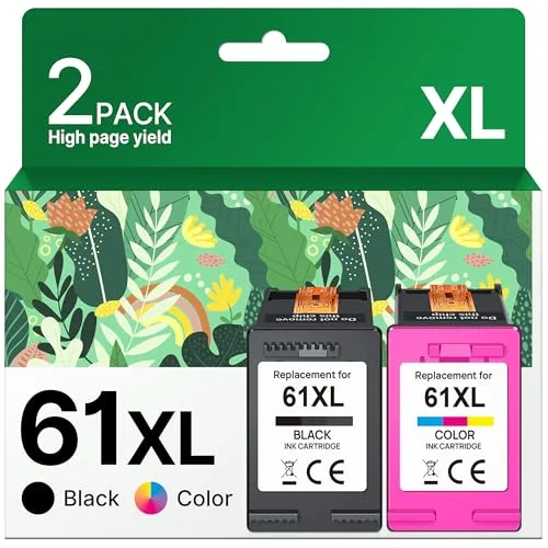Adoccur HP 61 / 61XL compatible ink cartridge, Black + Tri-Color Combo (2-Pack)